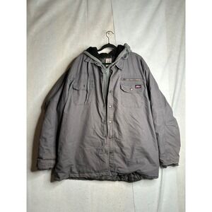 Genuine Dickies Mens 3XL Gray Hooded Canvas Work Jacket Quilted Lined DIC55053GD